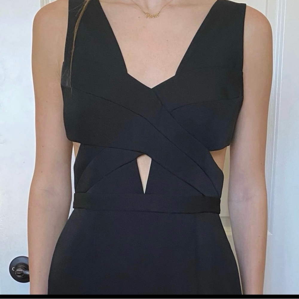 BCBGMaxAzria Black Sheath Dress with V-Neck and Cutouts NWT